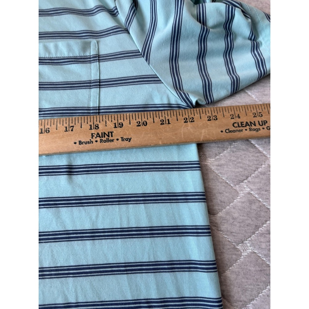 Criquet Polo Shirt Mens Large Green Stripe Performance Pima Cotton Golf Preppy - Picture 6 of 6